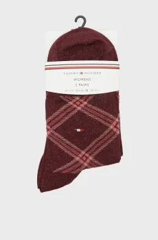 Женские бордовые носки (2 пары) LUREX PLAID Бордовый 35-38 Tommy Hilfiger 701229861