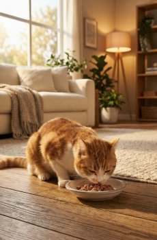 Керамічна миска для кота з вушками - сірий