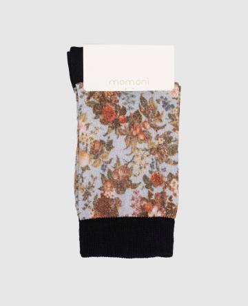 Голубые носки в цветочный узор с люрексом