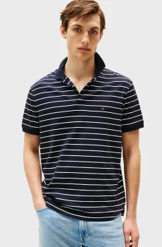 Мужское темно-синее поло в полоску LIQUID COTTON REG Синий XXL Tommy Hilfiger MW0MW39994
