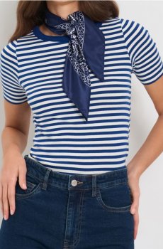 Бавовняна футболка в смужку - синій