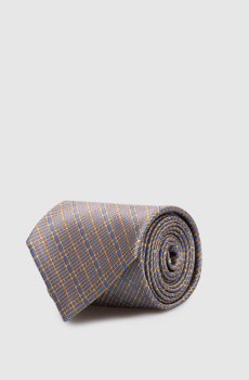 Галстук из шелка в брендовый геометрический узор