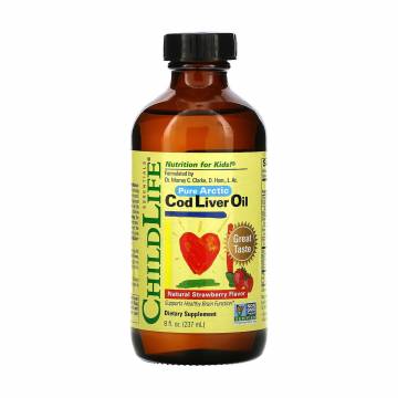Детский рыбий жир печени щепки ChildLife Essentials Pure Arctic Cod Liver Oil с клубничным вкусом, в жидкости, 237 мл Детский рыбий жир печени щепки ChildLife Essentials Pure Arctic Cod Liver Oil с клубничным вкусом, в жидкости, 237 мл