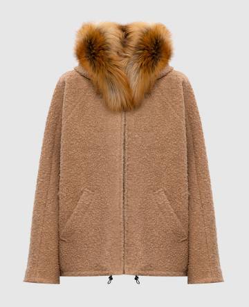 Бежевая куртка Codice с мехом лисы