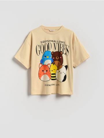 Reserved - GIRLS` T-SHIRT - бежевий - 535FT-08X Reserved - GIRLS` T-SHIRT - бежевий - 535FT-08X