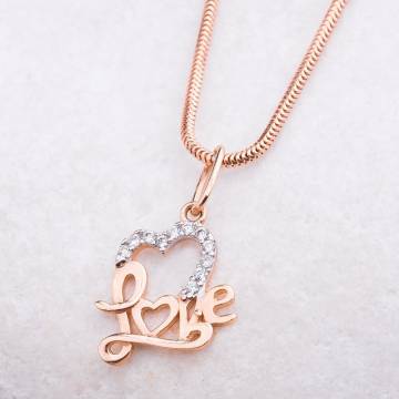 Золотая подвеска "Сердце - Love" с фианитами п01454 Золотая подвеска "Сердце - Love" с фианитами п01454