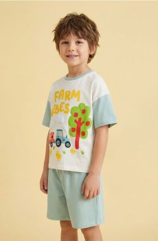 Оверсайз двочастинна піжама - кремовий