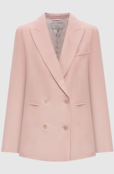 Розовый двубортный жилет из льна с цепочкой мониль