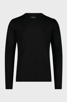 Мужской черный шерстяной лонгслив KILDAR T-SHIRT MERINO Черный 48 CMP 34N0897-U901