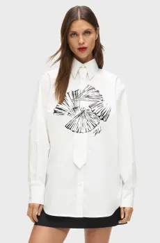 Женская белая рубашка POPLIN Белый 38 Karl Lagerfeld B1W11002