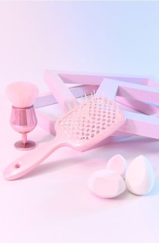 Щітка для волосся з принтом - пастельний рожевий