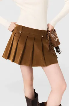 Женская коричневая вельветовая плиссированная юбка Коричневый 38 MAJE MFPJU01527_Camel