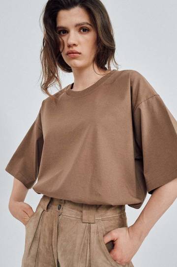 Хлопковая футболка MUUV. READY TO WEAR цвет коричневый Хлопковая футболка MUUV. READY TO WEAR цвет коричневый