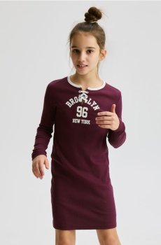 Reserved - В’язана сукня з принтом - темно-фіолетовий - 299FW-49X