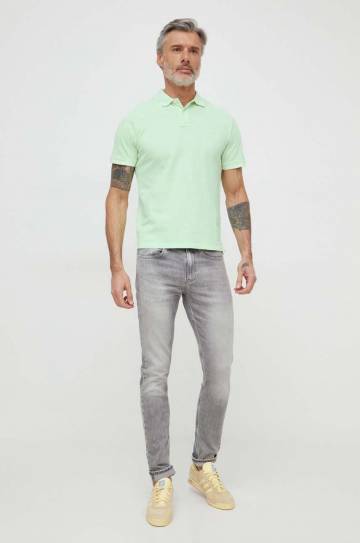 Хлопковое поло Pepe Jeans NEW OLIVER GD цвет зелёный однотонный PM542099 Хлопковое поло Pepe Jeans NEW OLIVER GD цвет зелёный однотонный PM542099