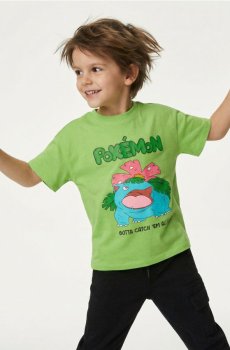 Бавовняна футболка з коротким рукавом Pokemon - зелений