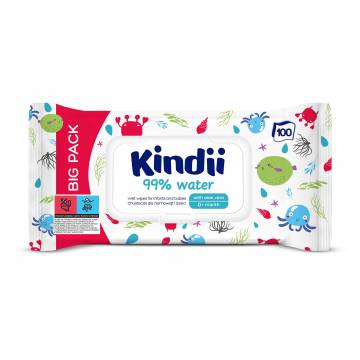 Влажные салфетки для младенцев и детей Kindii Cleanic 99% Water, 100 шт Влажные салфетки для младенцев и детей Kindii Cleanic 99% Water, 100 шт