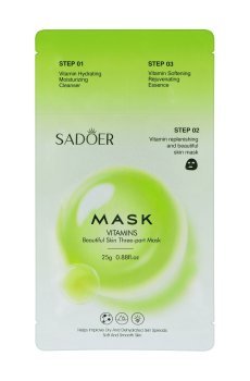 Трехступенчатая тканевая маска для лица Sadoer Vitamins Beautiful Skin Three-part Mask, 25 г