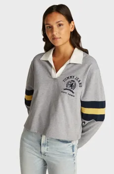 Женское серое поло RLX VARSITY CREST RUGBY Серый L Tommy Jeans DW0DW20312