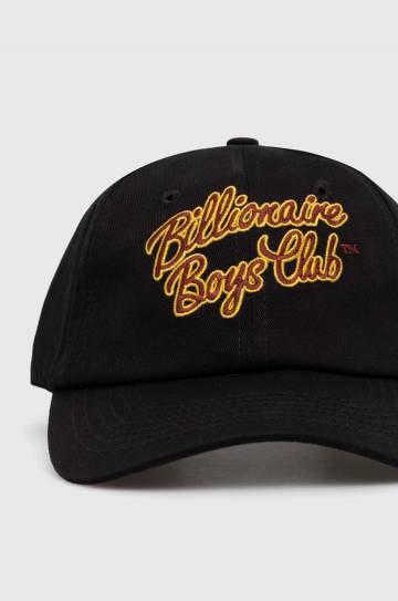 Хлопковая кепка Billionaire Boys Club Script Logo Embroidered цвет чёрный с аппликацией B24144 Хлопковая кепка Billionaire Boys Club Script Logo Embroidered цвет чёрный с аппликацией B24144