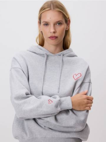 Reserved - Світшот з вишивкою - світло-сірий - 694GA-09M