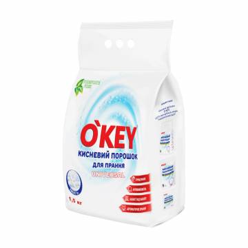 Кислородный порошок для стирки Okey Universal, 1.5 кг Кислородный порошок для стирки Okey Universal, 1.5 кг