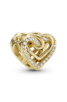 Намистина "Блискучі переплетені серця"