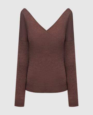 Коричневый пуловер из шерсти