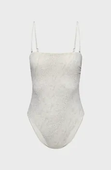 Женский белый купальник с узором BANDEAU Серый S Calvin Klein LV00Q62709