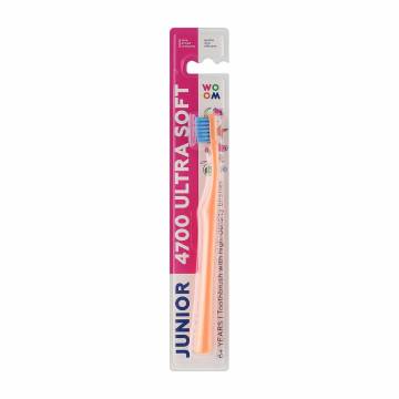 Детская зубная щетка Woom Junior 4700 Ultra Soft Toothbrush Ультра мягкая жесткость, оранжевая, c 6 лет, 1 шт Детская зубная щетка Woom Junior 4700 Ultra Soft Toothbrush Ультра мягкая жесткость, оранжевая, c 6 лет, 1 шт