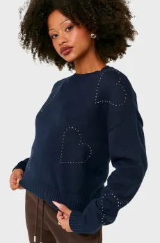 Женский темно-синий джемпер Синий L Tally Weijl SPUVISHOJU
