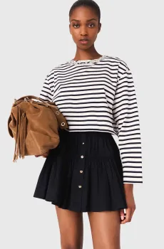 Женский лонгслив в полоску Разноцветный 34 MAJE MFPTS00972_White-Navy