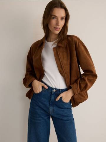 Reserved - Куртка oversize зі штучної замші - золотисто-коричневий - YT950-82X Reserved - Куртка oversize зі штучної замші - золотисто-коричневий - YT950-82X