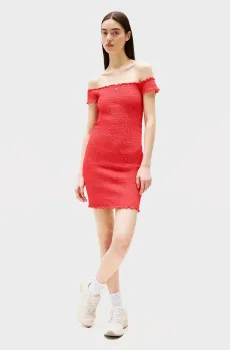 Женское красное платье SMOCK BODYCON Красный L Tommy Jeans DW0DW20298