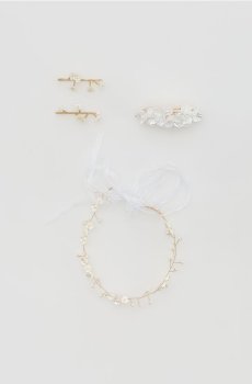 Reserved - Обруч і шпильки для волосся 4 шт. - кремовий - 527IW-01X