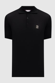 Черное поло с вышивкой эмблемы