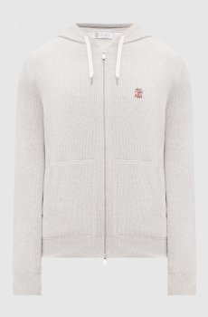 Серая спортивная куртка с вышивкой эмблемы