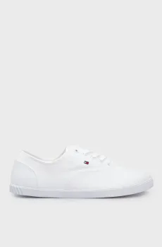 Женские белые кеды CANVAS LACE UP SNEAKER Белый 38 Tommy Hilfiger FW0FW07805