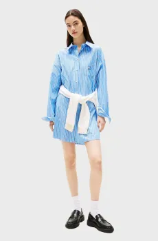 Женское голубое платье в полоску MINI SHIRT Голубой M Tommy Jeans DW0DW21122