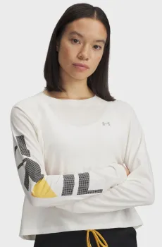 Женский белый лонгслив UA Trail Run Graphic LS Белый XS Under Armour 1389843-279