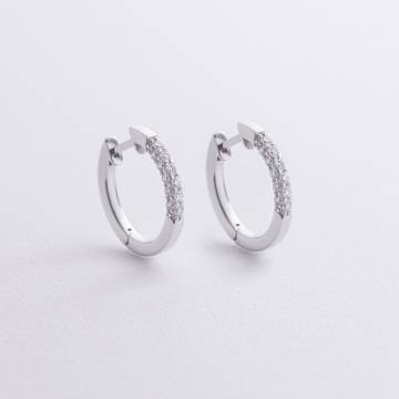 Серьги - кольца с бриллиантами (белое золото) 340131121 Серьги - кольца с бриллиантами (белое золото) 340131121