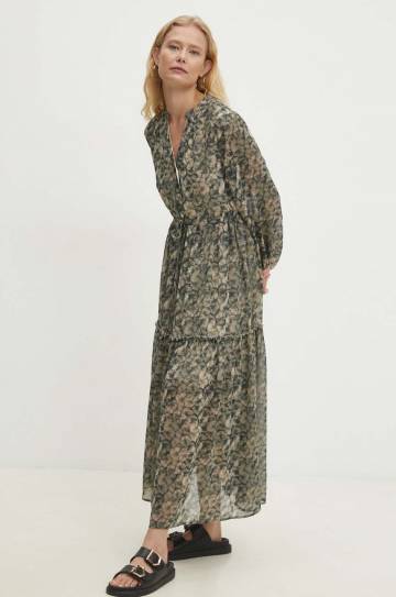 Платье Answear Lab цвет зелёный maxi расклешённая Платье Answear Lab цвет зелёный maxi расклешённая
