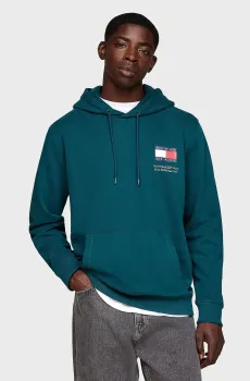 Мужское бирюзовое худи TJM REG ESSENTIAL FLAG HOOD EXT Бирюзовый L Tommy Jeans DM0DM20738