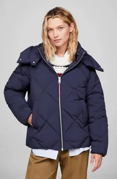 Женский темно-синий пуховик HW DOWN DIAMOND BAFFLE JACKET Синий L Tommy Hilfiger WW0WW40199