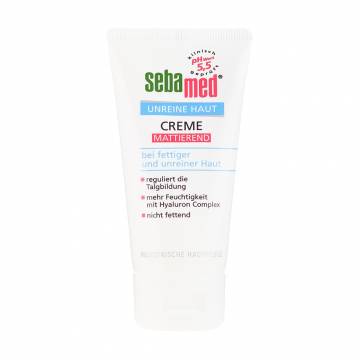 Матирующий крем для кожи лица склонной к акне Sebamed Unreine Haut Mattifying Cream pH 5.5, 50 мл Матирующий крем для кожи лица склонной к акне Sebamed Unreine Haut Mattifying Cream pH 5.5, 50 мл