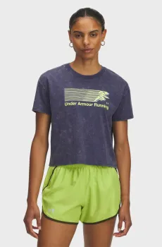 Женская темно-синяя футболка UA Run Graphic SS 2 Синий XL Under Armour 6006526-403