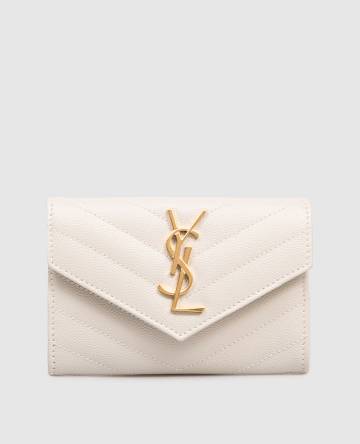 Бежевый кожаный портмоне с логотипом