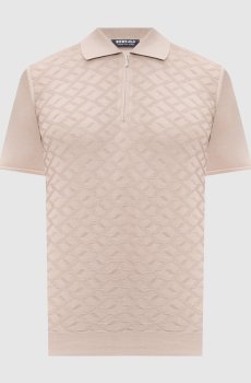 Бежевое поло из шелка в узор
