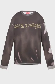 Мужской серый лонгслив T-BOXT-LS-SHOW-V3 Серый M Diesel A21854 0BKBY