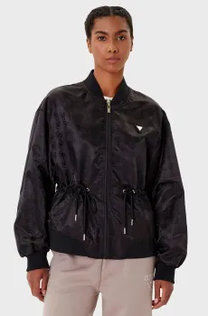 Женский черный бомбер с узором Черный S Guess V5YL11.WHFU0;FJ4Q